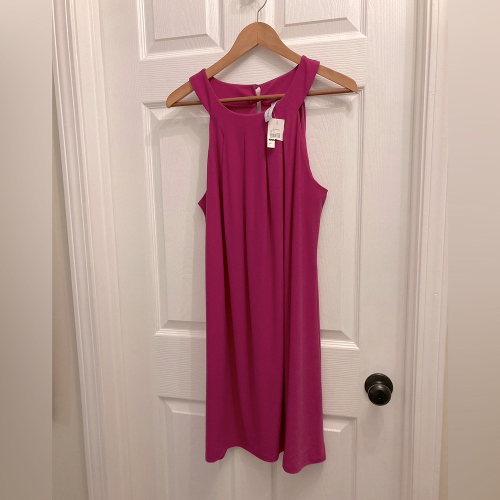NWT Emma & Michelle pink sleeveless halter neck dress w/ gold buttons size L